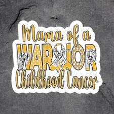 Childhood cancer sticker vinyl decal mama of a warrior yellow ribbon awareness