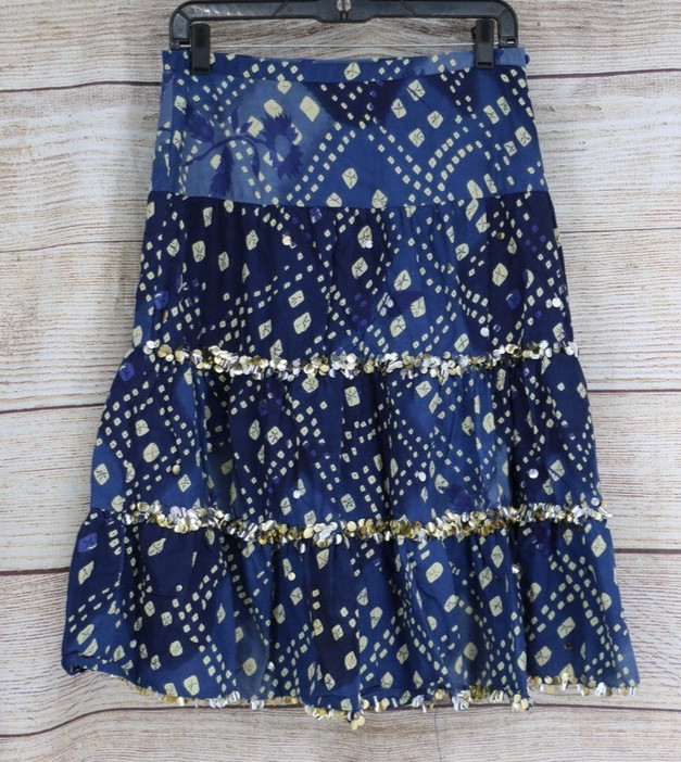 Falda con volantes vintage sin palabras para mujer talla 5 escoba gitana hasta la rodilla azul marino