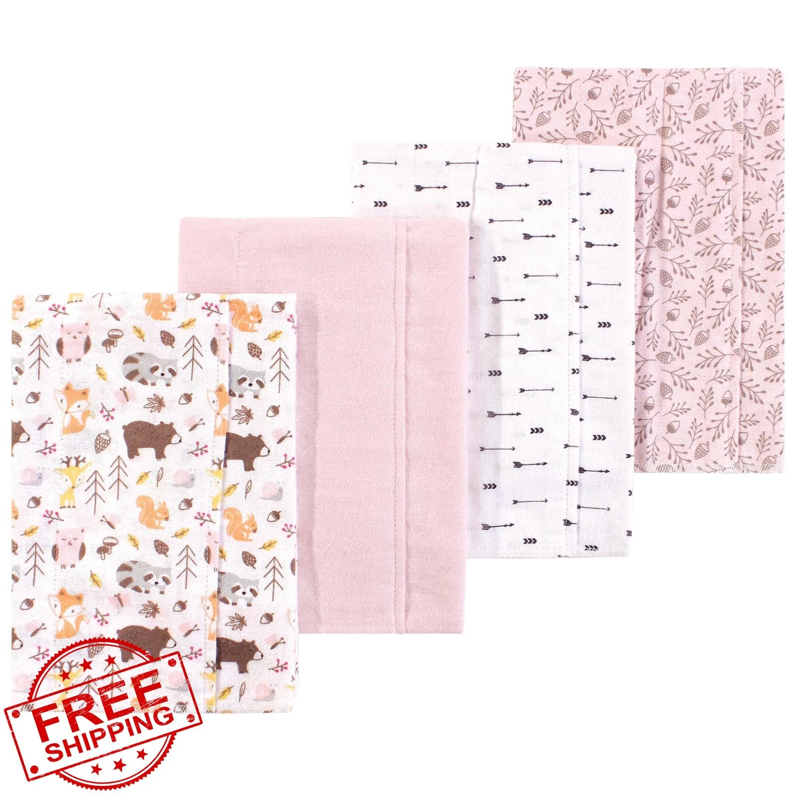 Luvable Friends Hudson Baby Burp Cloths 4pk Sweet Woods