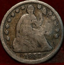 1857 Philadelphia Mint Silver Seated Liberty Half Dime