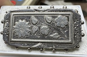 Antique 1880's Sterling Silver English Victorian Pin Brooch Amazing 5.4gr  A-156