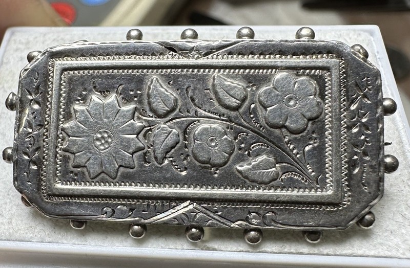 Antique 1880's Sterling Silver English Victorian Pin Brooch Amazing 5.4gr  A-156