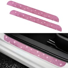 NETEPEM Bling Car Door Sill Protector 2PCS Car Door Edge Guard Rhinestones Pink