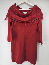 Womens Acrylic Red Cowl Neck Sweater Dress Size S