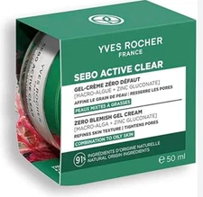 YVES ROCHER SEBO ACTIVE CLEAR ZERO BLEMISH GEL-CREAM 50 ml –REFINES TEXTURE-NEW!