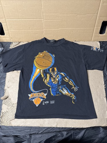 Vintage Knicks Shirt Mens XL BLACK Big Print NBA Basketball CHANGES TAG New York