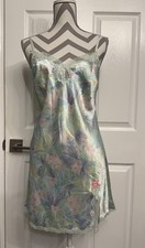 Victorias Secret Floral Pastel Silk Mini Slip On Lingerie Nightgown Dress Size M