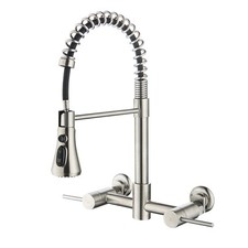 Grifo de cocina de montaje en pared GULICA, 8" central, rociador extraíble con tres