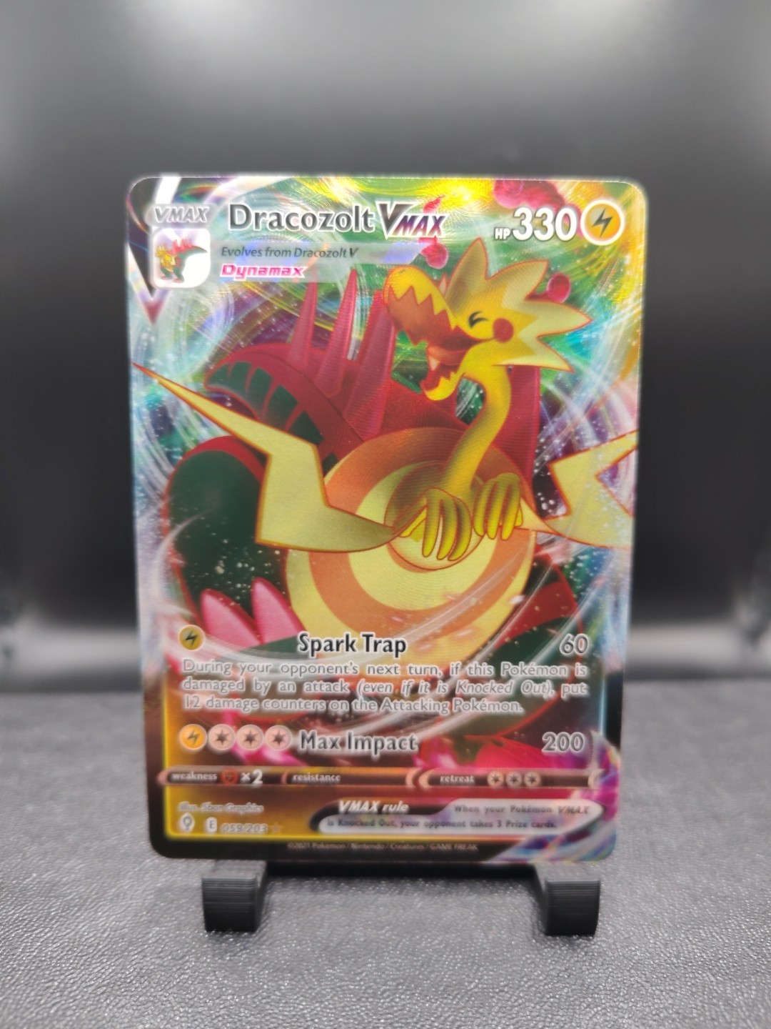 Pokémon Dracozolt VMAX Ultra Rare Full Art Holo 059/203 Evolving Skies Card NM