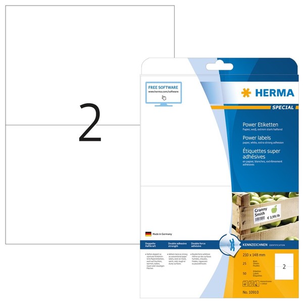 Herma Power Etiketten Special 210 X 148 Mm Weiß 50 Etiketten-image