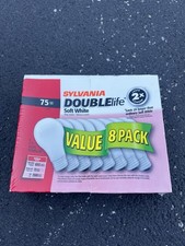 8 Pack Sylvania 75W Soft White Double Life A19 Light Bulbs New Sealed