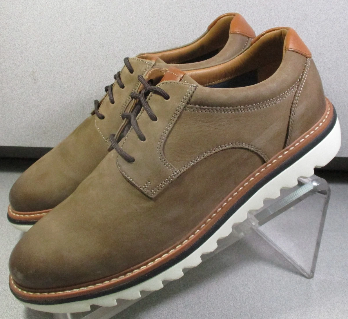 Johnston & Murphy Shoes Mens 10.5 M Classic Beige Suede Derby Oxford Plain Toe Johnston & Murphy Oxford Beige Dress Shoes for Men for sale  main image 3
