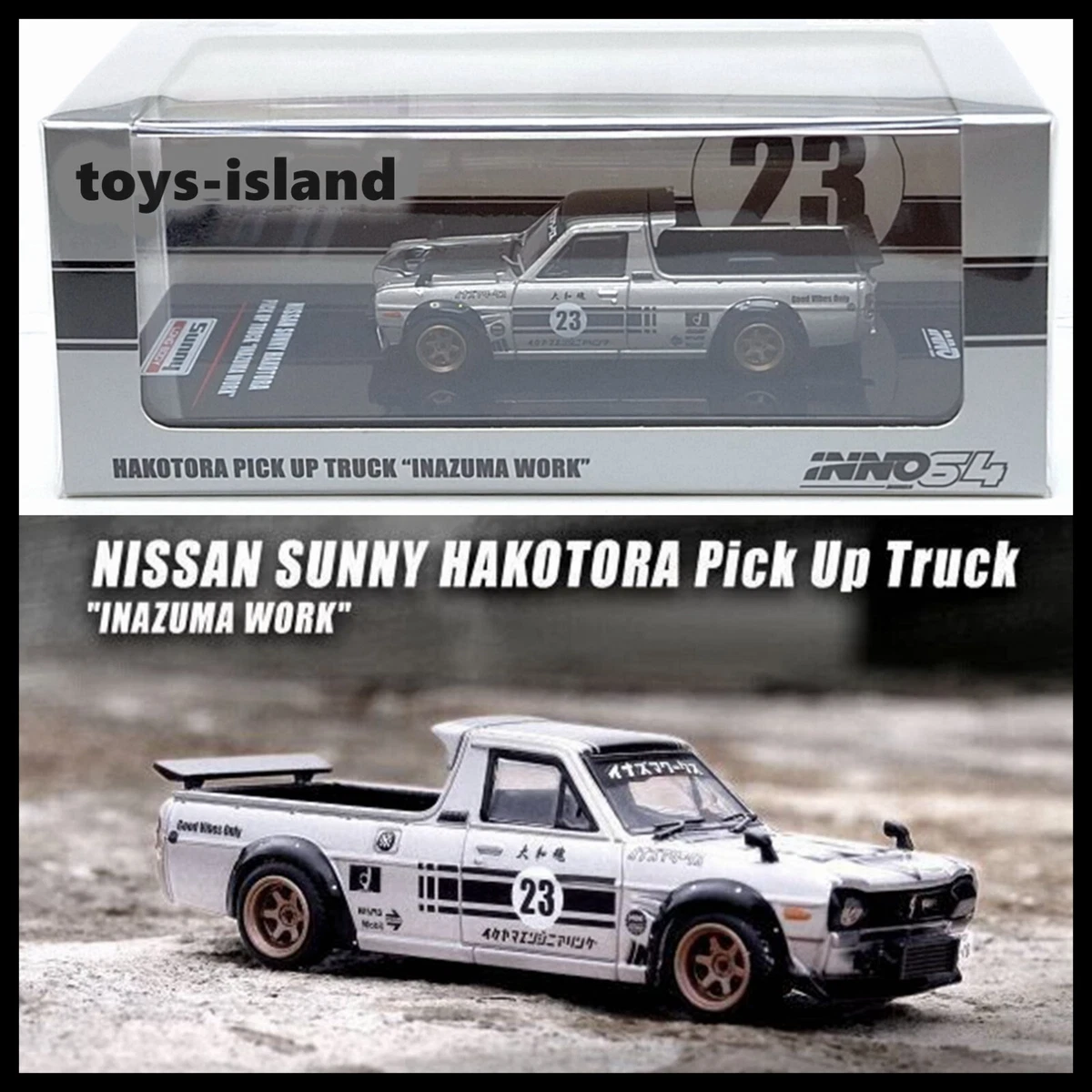 INNO64 1/64 NISSAN Datsun SUNNY HAKOTORA Pickup Truck INAZUMA WORK 