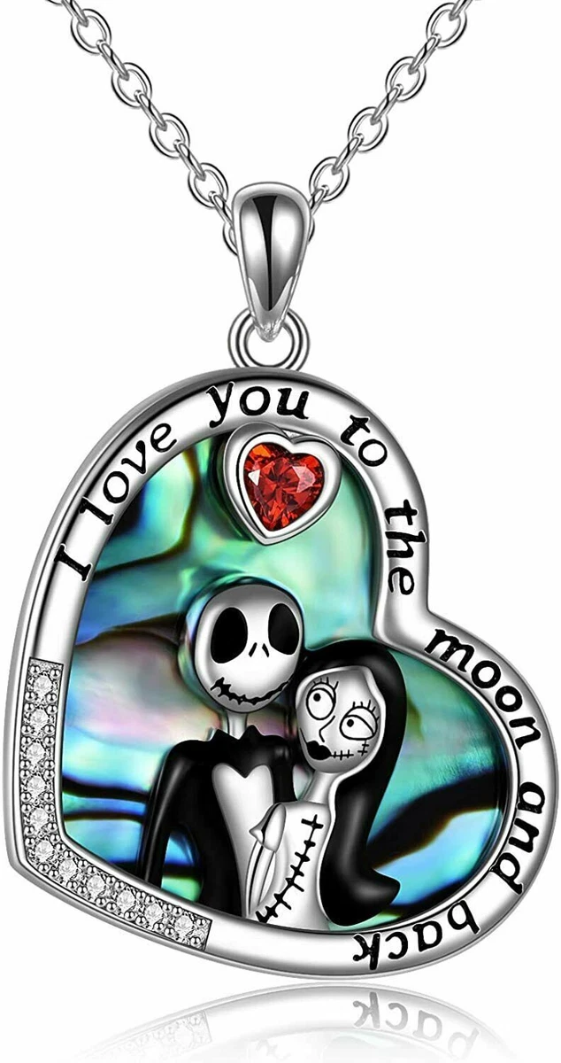 JAKE SALLY NIGHTMARE BEFORE CHRISTMAS HEART PENDANT NECKLACE