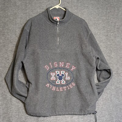Disney Inc. Disney Athletics 1/4 zip Pullover Gray Size M Medium Pockets VTG
