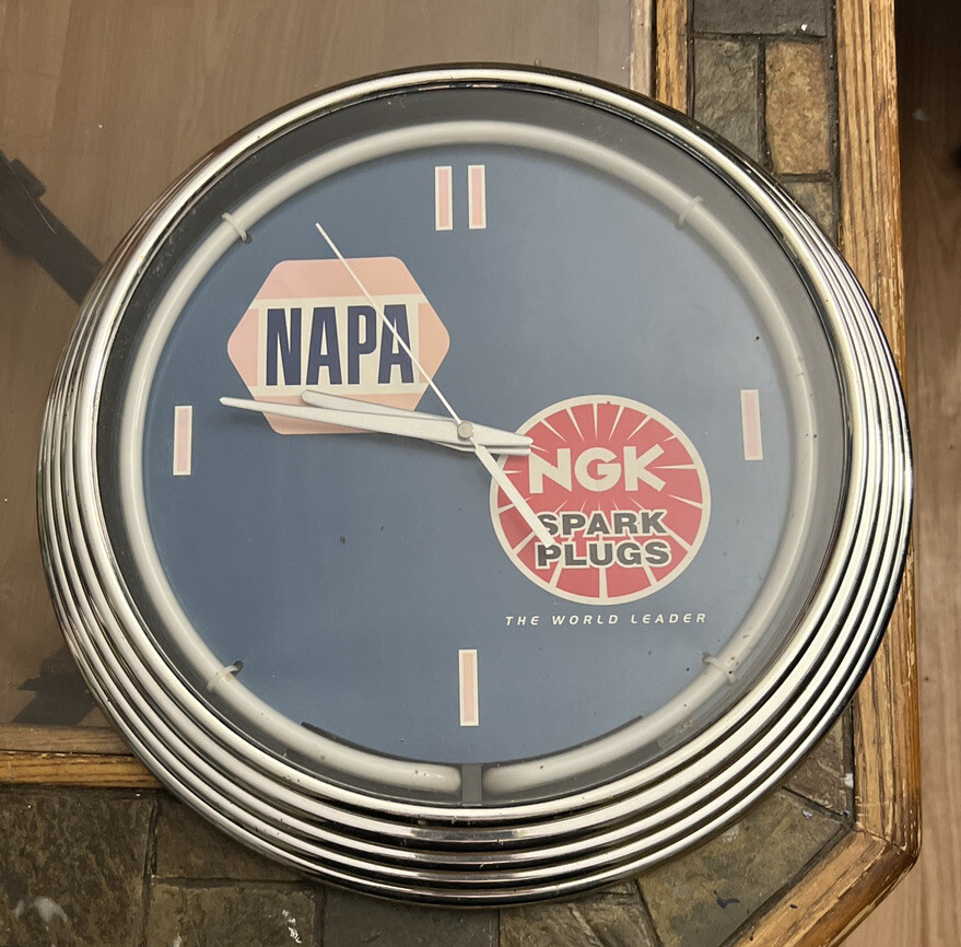 Napa Auto Parts 15" Blue Neon Light Wall Clock * NO POWER CORD * eBay
