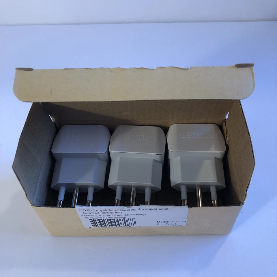 Ceptics USA to Italy Travel Adapters 3 Pack Plug Type L Model CT 12A - Image 3 of 4