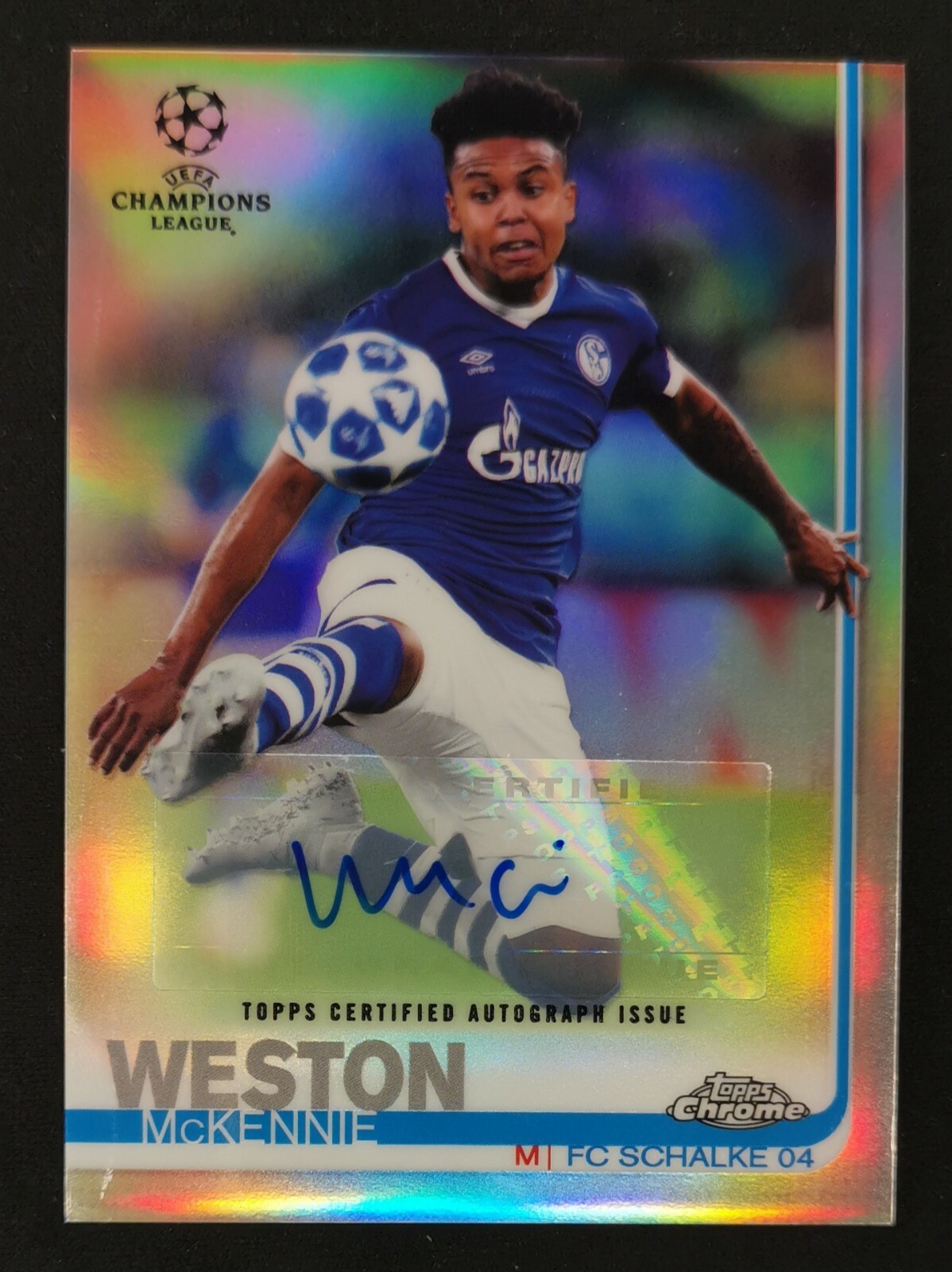 2018-19 Topps Chrome UEFA Champions HOLO Silver Weston McKennie RC Rookie Auto