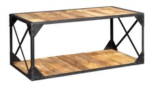 Vintage Up cycled Industrial Metal Coffee Table with Shelf Living Room Furniture