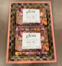 NEW in BOX MACKENZIE -CHILDS Glow Home Golden Hour Soaps & Caddy Set GREAT GIFT 
