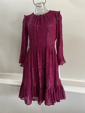 Calvin Klein Floral Jacquard Fit & Flare Dress Sz 4,6,8,10 Magenta NWT CD2H9N2Y