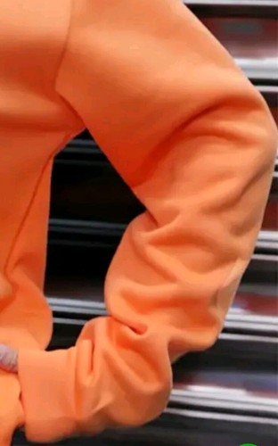 Women Graphic Big+Sm Hearts Print Pullover Loose Orange Sweatshirt Hoodie Sm 4 - Picture 8 of 9