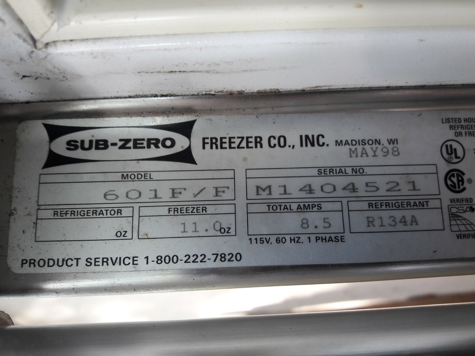 601F/F SUBZERO FREEZER RH MAIN FRAME eBay