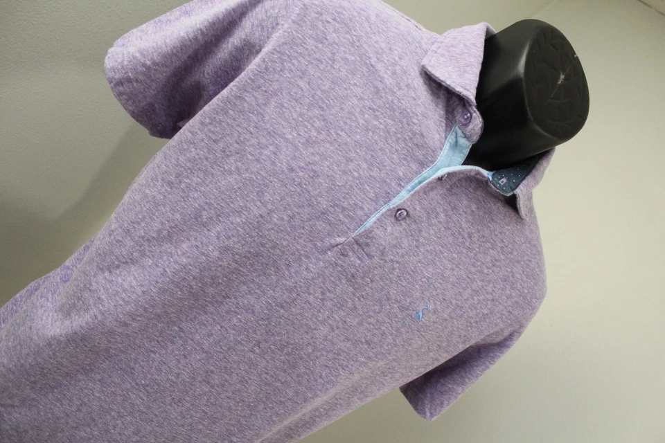 Polo de golfe Tailorbyrd roxo manga curta mistura de algodão masculino tamanho médio - Imagem 4 de 4