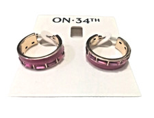 NWT New Women's Earrings On 34th Golden Hoop Woman Girls Jewelry Pink Gem Gold