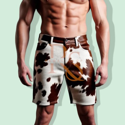 Men s Western Style Leather Short Genuine Cowhide   Classic Slim Fit Cowboy Look