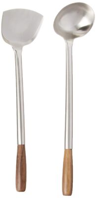 Fox Run Spatula & Ladle Wok Utensil Set, Set of 2, Traditional Handles, Silver