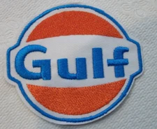 Gulf Oil Patch~Car Auto Racing~3 1/8 x 2 7/8"~Embroidered~Iron Sew~Ships FREE