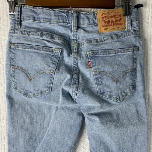 Levis 502 Kids 12 26/27 Regular Taper Jeans Adjustable Elastic Waist - Picture 8 of 14