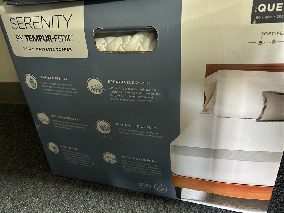 "Colchón de espuma viscoelástica de enfriamiento Serenity by Tempur-Pedic de 3"" tamaño queen" Foto 2 de 3