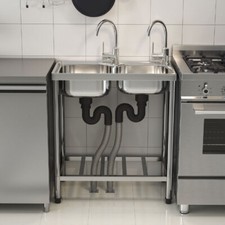 Catering Sink Stainless Steel Double Bowls -Commercial Sinks Camping Wash Basins