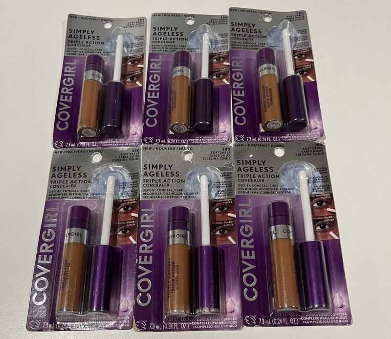 LOT OF 6 PCS OF COVERGIRL SIMPLY AGELESS CONCEALER #380 SOFT SABLE *SEE DESCRT*