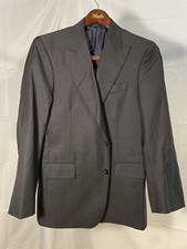 Brooks Brothers Saxxon 40R Regent Gray Pinstriped Peak Lapel 2 Btn Blazer Jacket