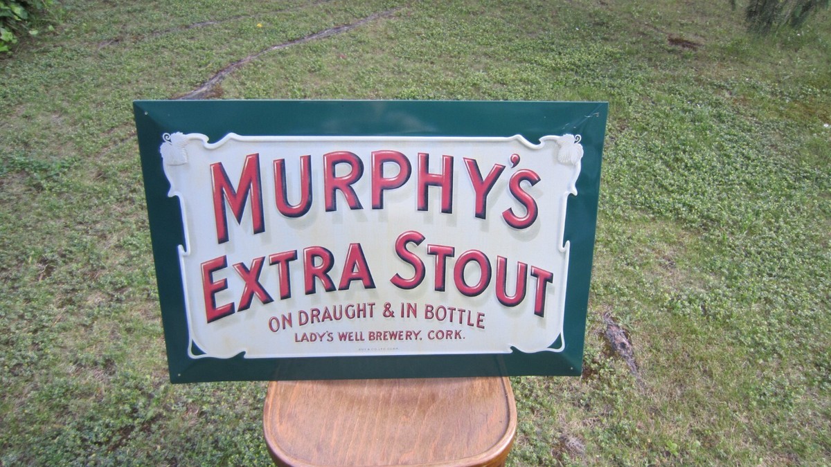Plaque métal publicitaire 20x30cm bombée en relief : Murphy's Extra Stout