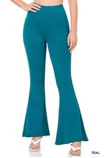 Women's Zenana Teal Raw Edge Hem Yoga Flare Pant XLarge