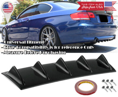 23'' x 6'' ABS Gloss Black Rear Bumper Valance Diffuser Spoiler 5 Fins For BMW