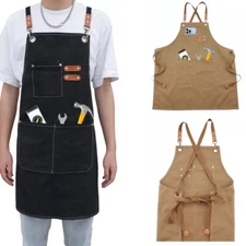 Mens Aprons Canvas Woodworking Vintage For Gardening Work Shop Apron Heavy Duty