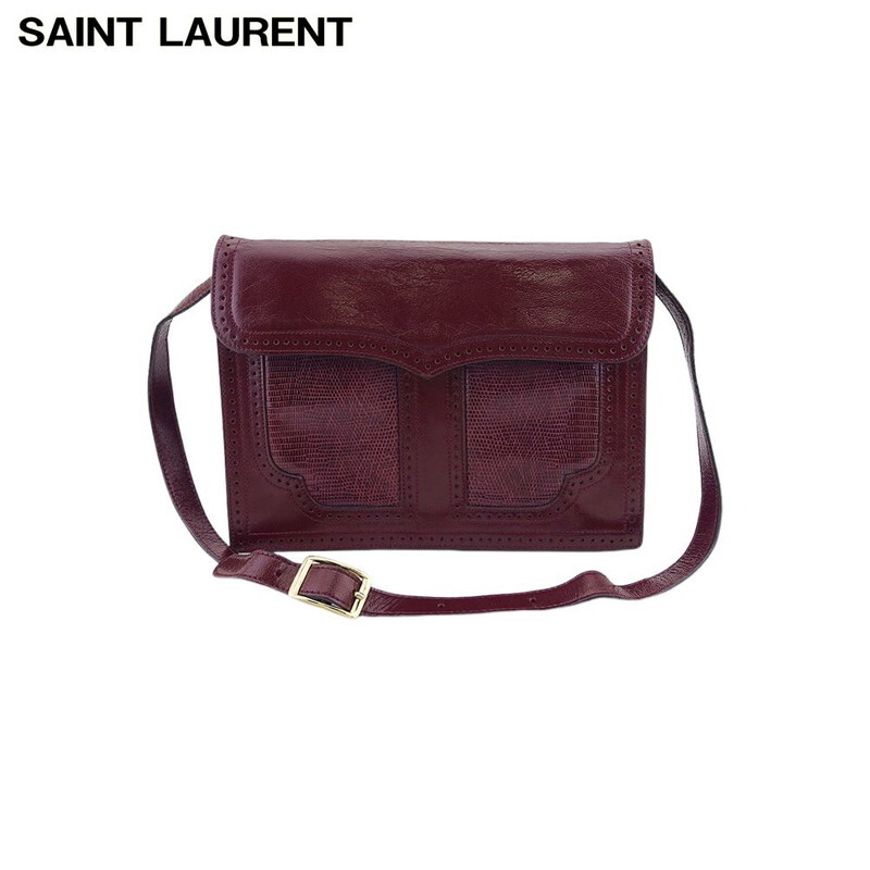 Borsa a tracolla SAINT LAURENT 2WAY pelle bordeaux perforata autentica usata T22320