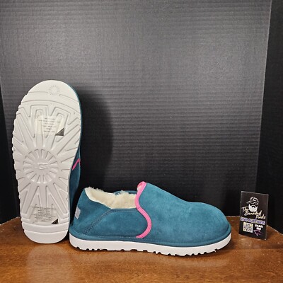 UGG Mens Kenton Suede Slip On Slippers Loafers Teal/Pink  display picture 1