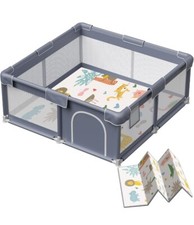 Baby Playpen with Mat, 50X50 Inch Playpen with Mat Waterproof for Babies and Tod