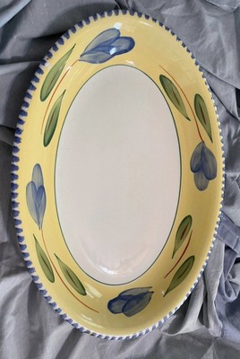MAXAM ~ ITALIAN Flower ~ HAND PAINTED ~ 15 3/4'' OVAL SERVING PLATTER ~ ITALY