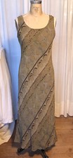 Vintage Jessica Howard Beige Brown blk Bias Cut Chiffon Tank Dress Sz 10used