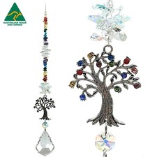 Asfour Tree of Life Crystal Suncatcher, large size, Chakra Gemstones suncatchers