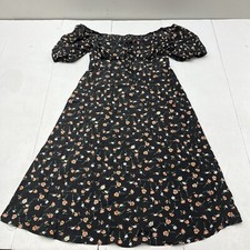 SHEIN Black Floral Dress Short Sleeve Fit & Flare Smocked Back Women’s (1XL) 14