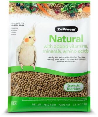 ZuPreem Natural Blend Bird Food for Cockatiel Quakers Lovebirds Small Conures
