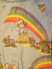 Vintage 80s Gerber Baby Onesie Button Up Rainbow Painting Mouse Size L 18lb Up